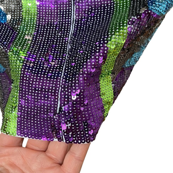 Bebe Black Stretchy Dress Women’s Medium Sequins Back Zipper - Picture 6 of 13